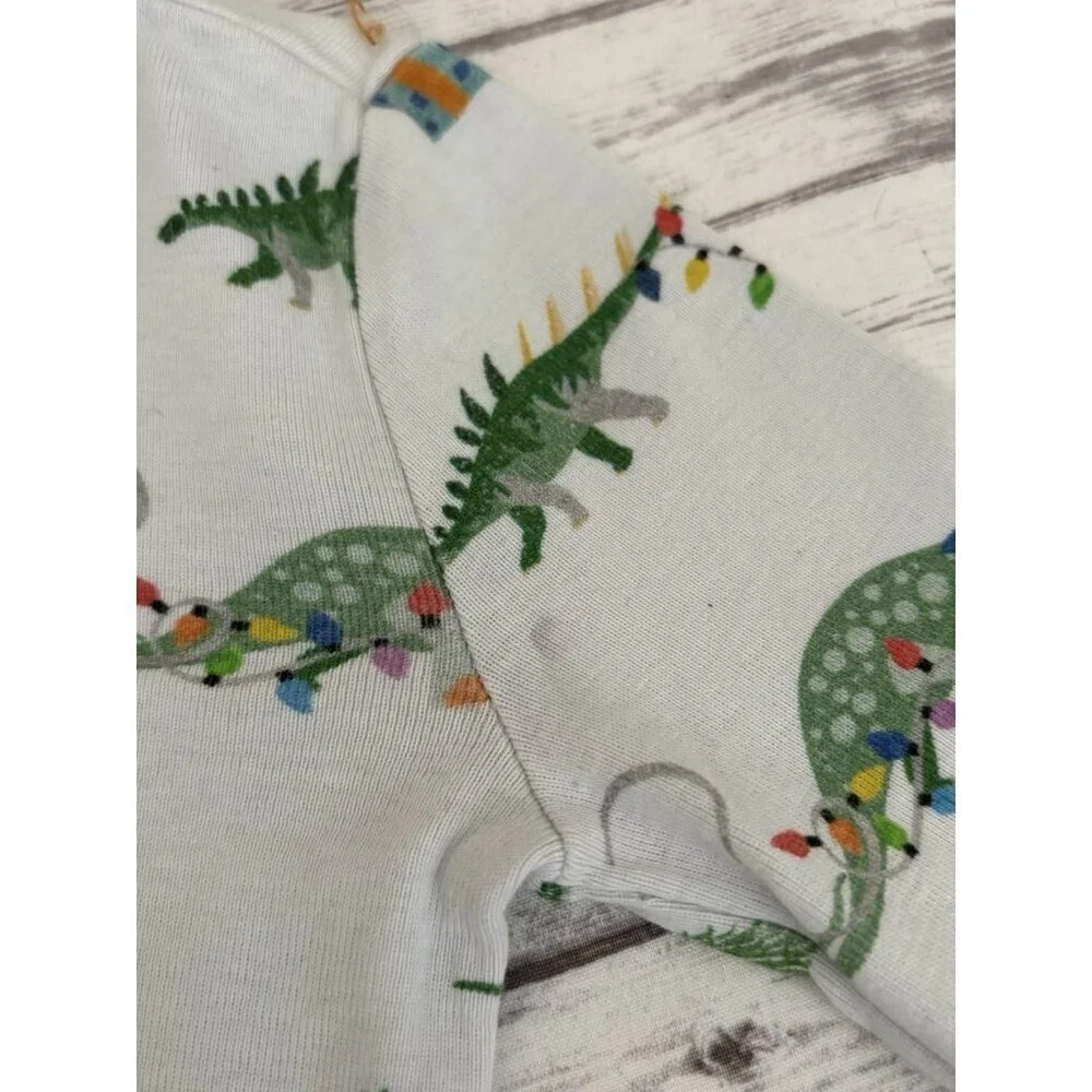 Pottery Barn Kids CHRISTMAS Dino Organic 2 Piece Pajama Set Sz 4‎